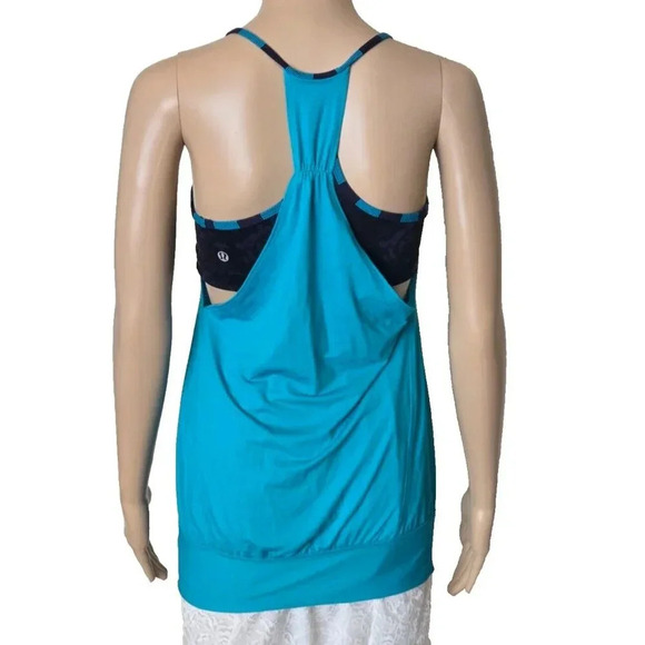 Lululemon No Limits Tank blue Shelf Bra Open Sides Fitness Tank size 4 - Picture 4 of 6